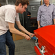 Titan Casket CEO Scott Ginsberg teaching me how to unlock the casket.
